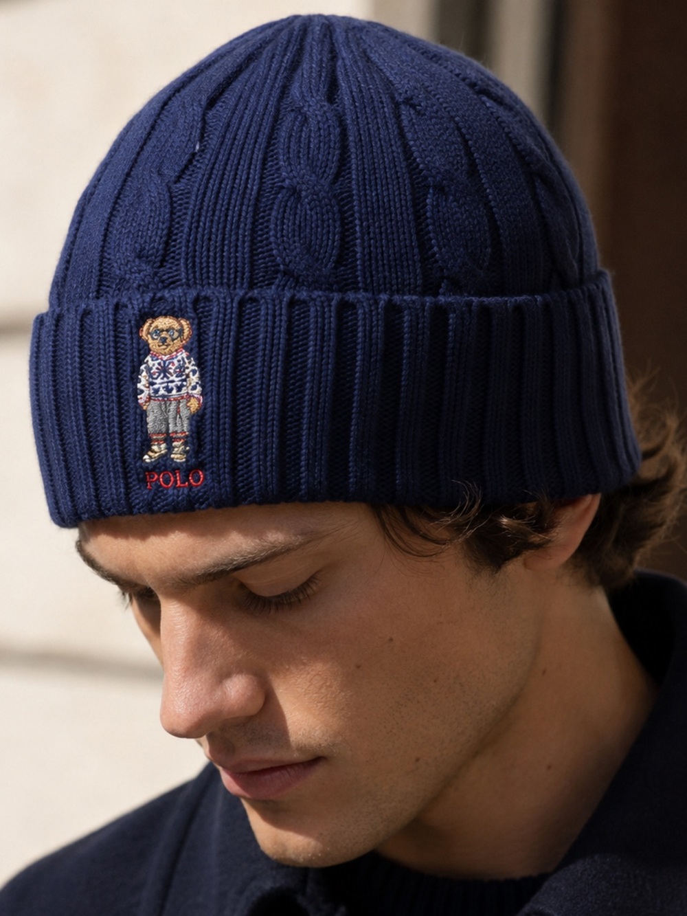 Polo Ralph Lauren Holiday Bear Beanie Wool Cashmere Blend Navy Blue